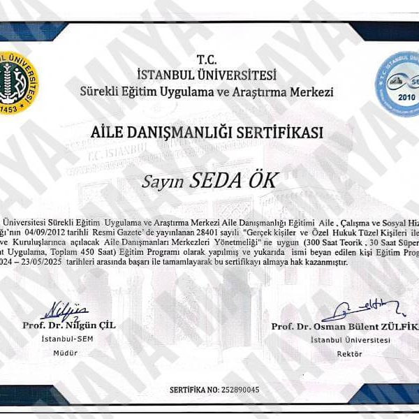 Maya Aile Danışmanlığı Danışman Seda Ök Aile Danışmanlığı