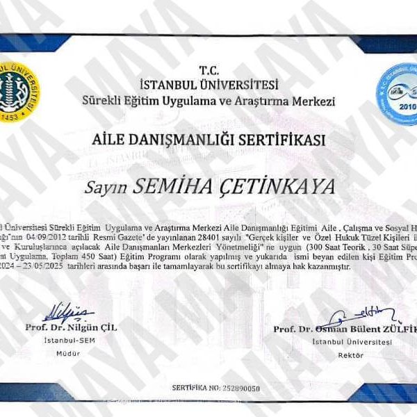 Maya Aile Danışmanlığı Danışman Semiha Çetinkaya Aile Danışmanlığı